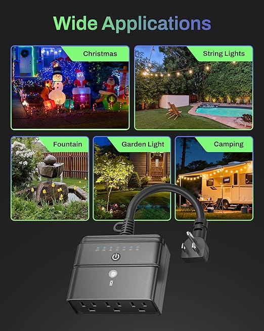 BN-LINK Outdoor Light Timer, Waterproof Plug-in Dusk-to-Dawn Controller - Image 6