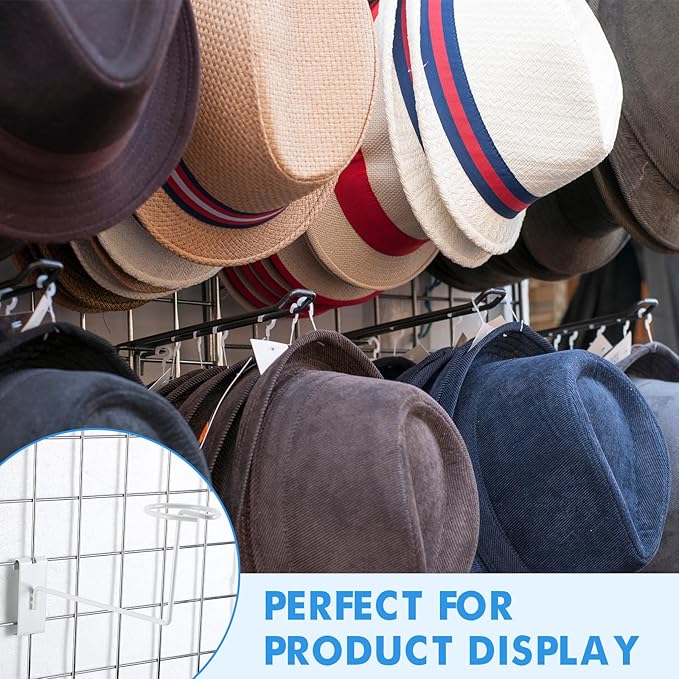 Blulu 6 Pcs Hat Displayer for Gridwall, Metal Hat Helmet Rack Retail Store - Image 7