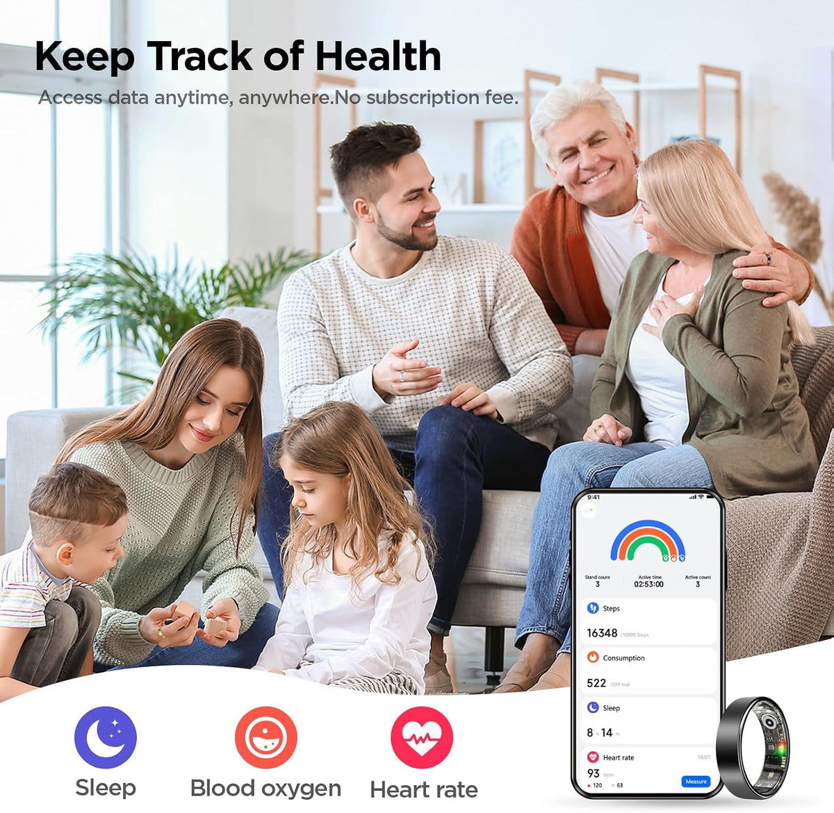 BENIO Gen2 Smart Ring for Women Men Sleep Health Fitness Tracker