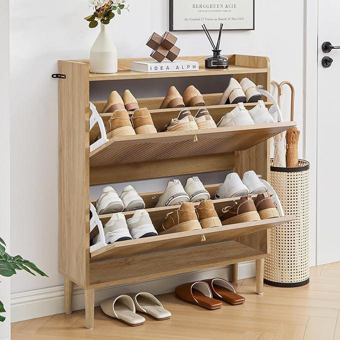 BERRYMERRY 31.5” Fluted Shoe Storage Cabinet Storage - Image 9