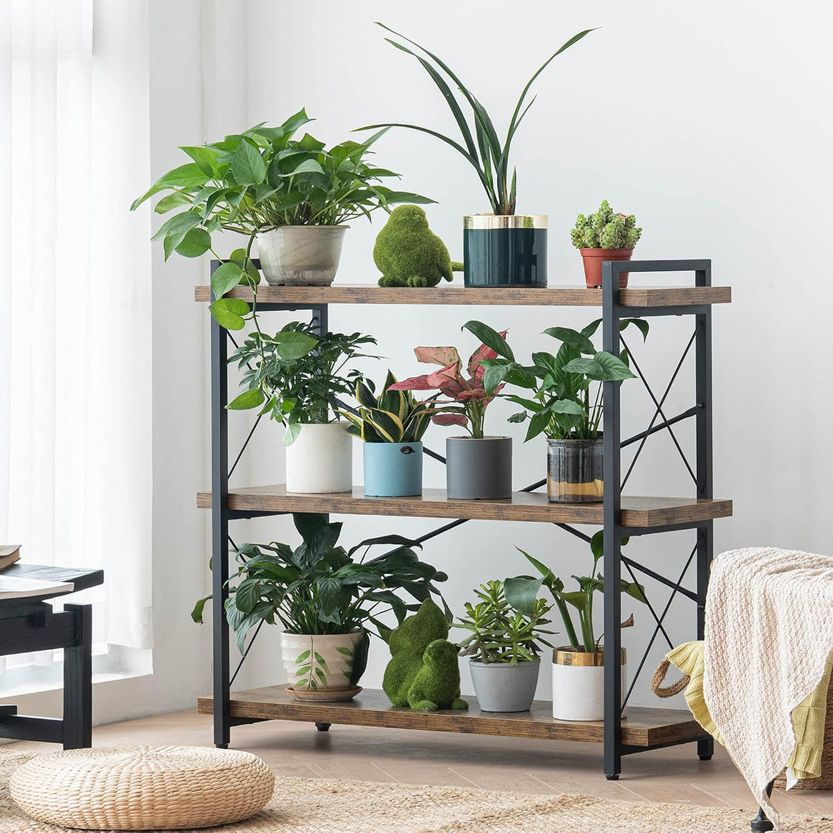 HCHQHS 3-Tier Industrial Bookshelf, 35" W x 12" D x 35" H