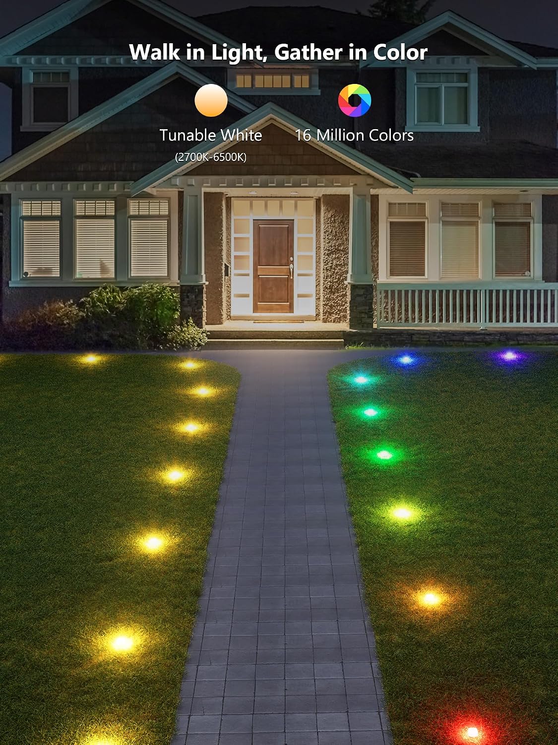 Brizled Halloween Lights Outdoor, 50ft Color Changing Smart Ground Lights