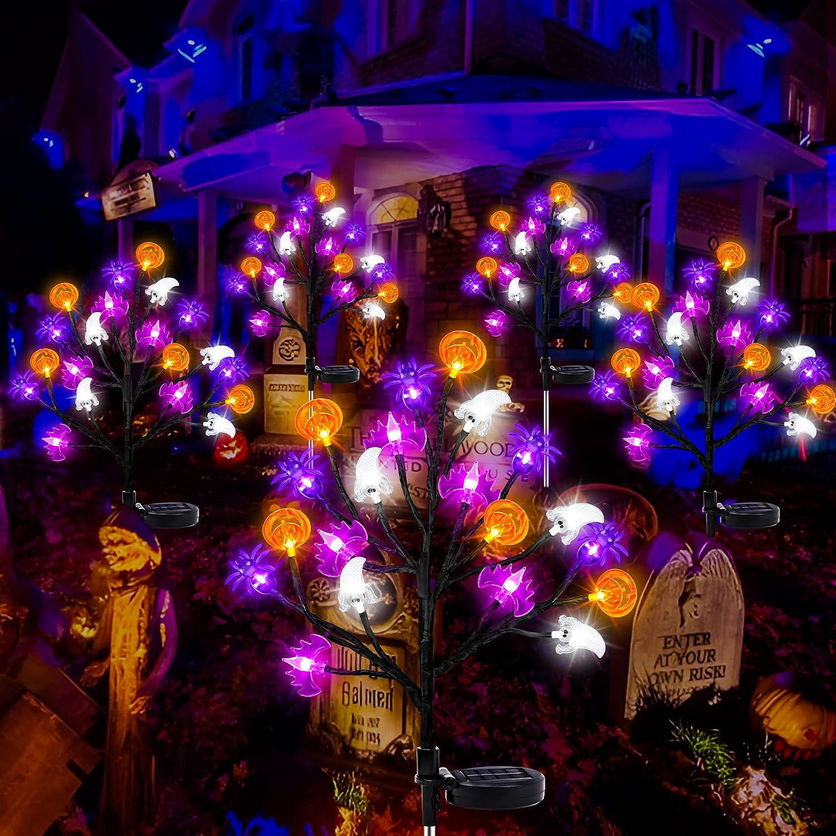 Halloween Decorations Outdoor Solar Lights, 2 Pack Halloween Lights Outdoor S...