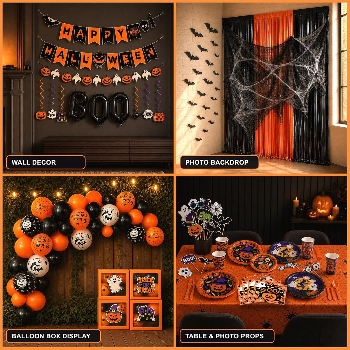 UJoyant 323PCS Halloween Party Decorations Set for 25 Guests, Orange Purple T...