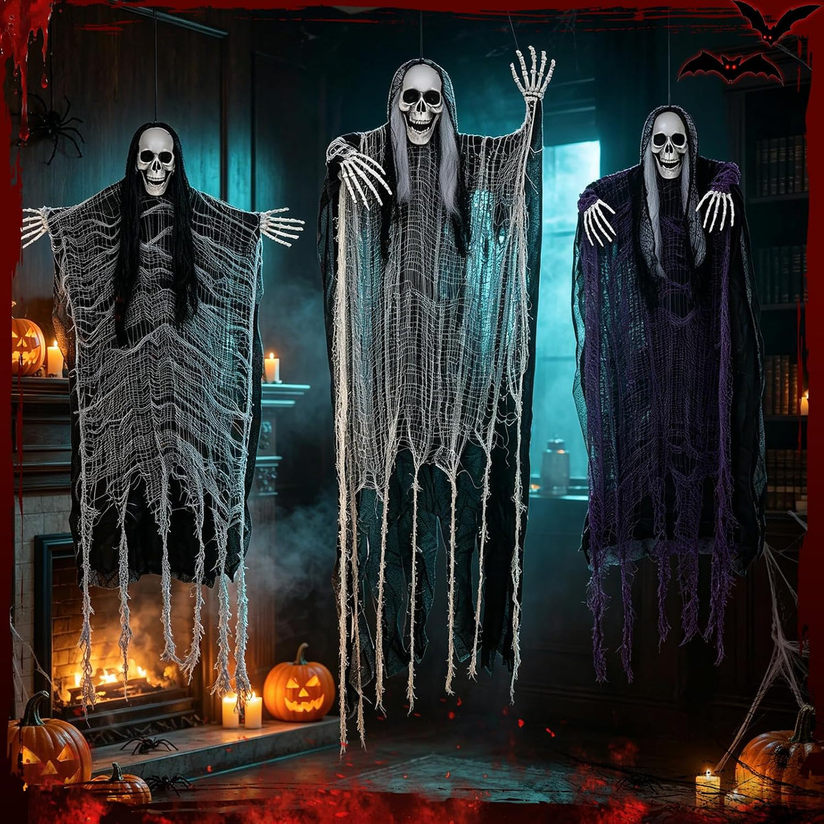 3 Pack Halloween Hanging Skeleton Decorations Outdoor Indoor Yard