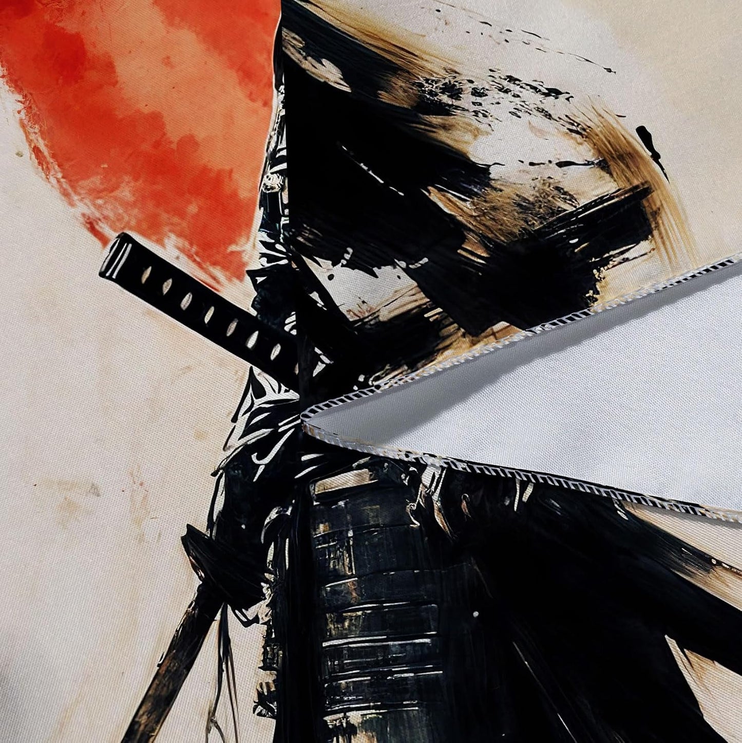 Sanzugh Anime Japanese Samurai Tapestry, Cool Japan Black and Red Sun Art Tapestries Wall Hanging for Men Boys Bedroom Decor 40X60 Poster