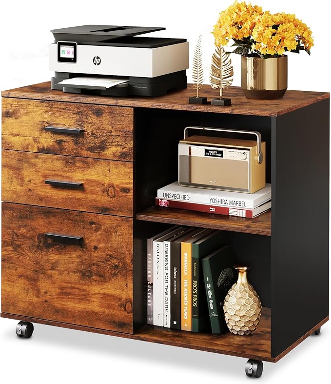 DEVAISE 3 Drawer Mobile File Cabinet, Wood Lateral Filing Cabinet, Printer Stand - Image 9