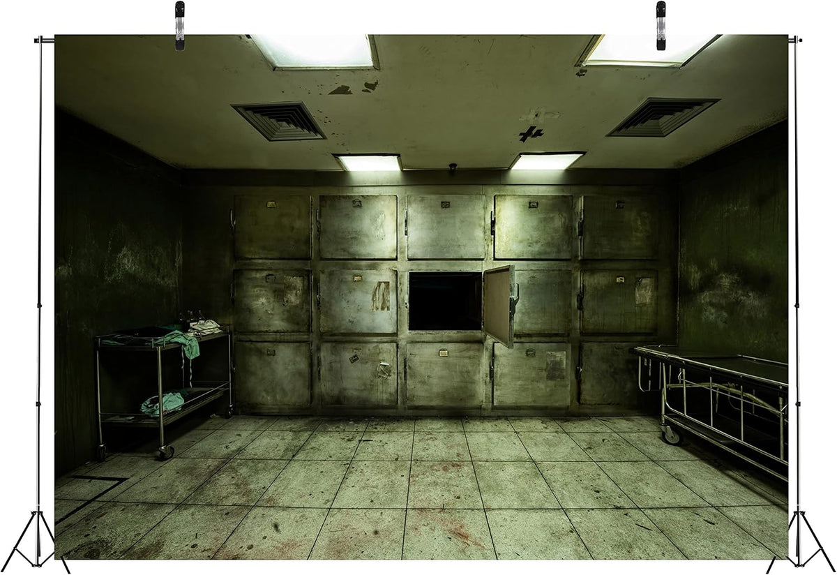 BELECO Old Abandoned Hospital Backdrop Fabric 9x6ft Gloomy Hospital Morgue In...
