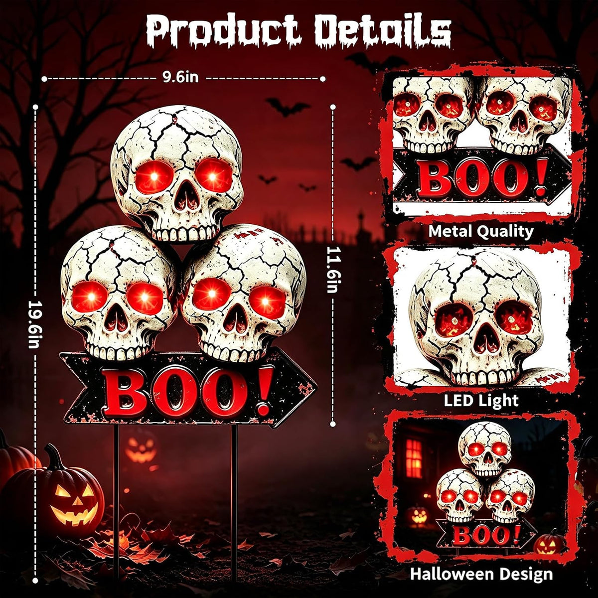 Halloween Decorations Outdoor Scary Skeleton Yard Stakes Solar Lights