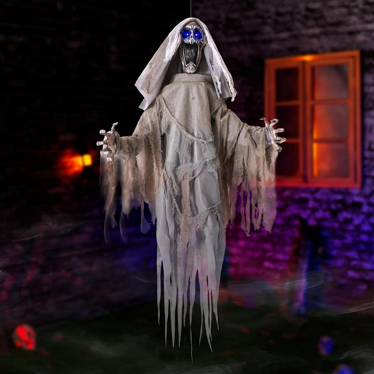 Halloween Animatronics Decorations Scary Hanging Ghost, 59'' Animated...