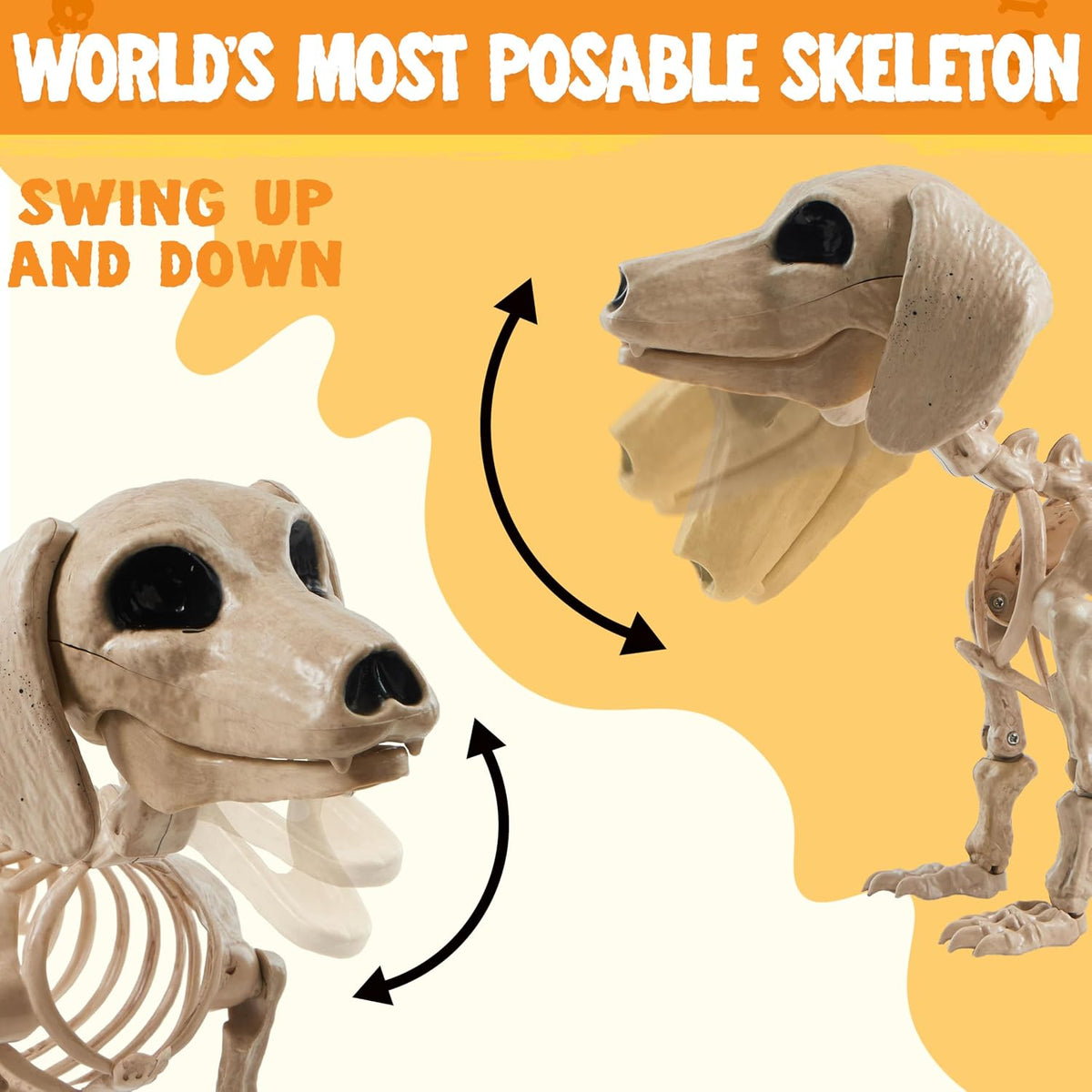 JOYIN Wiener Dog Skeleton 24โ Plastic Animal Posable Skeleton Halloween Decor...
