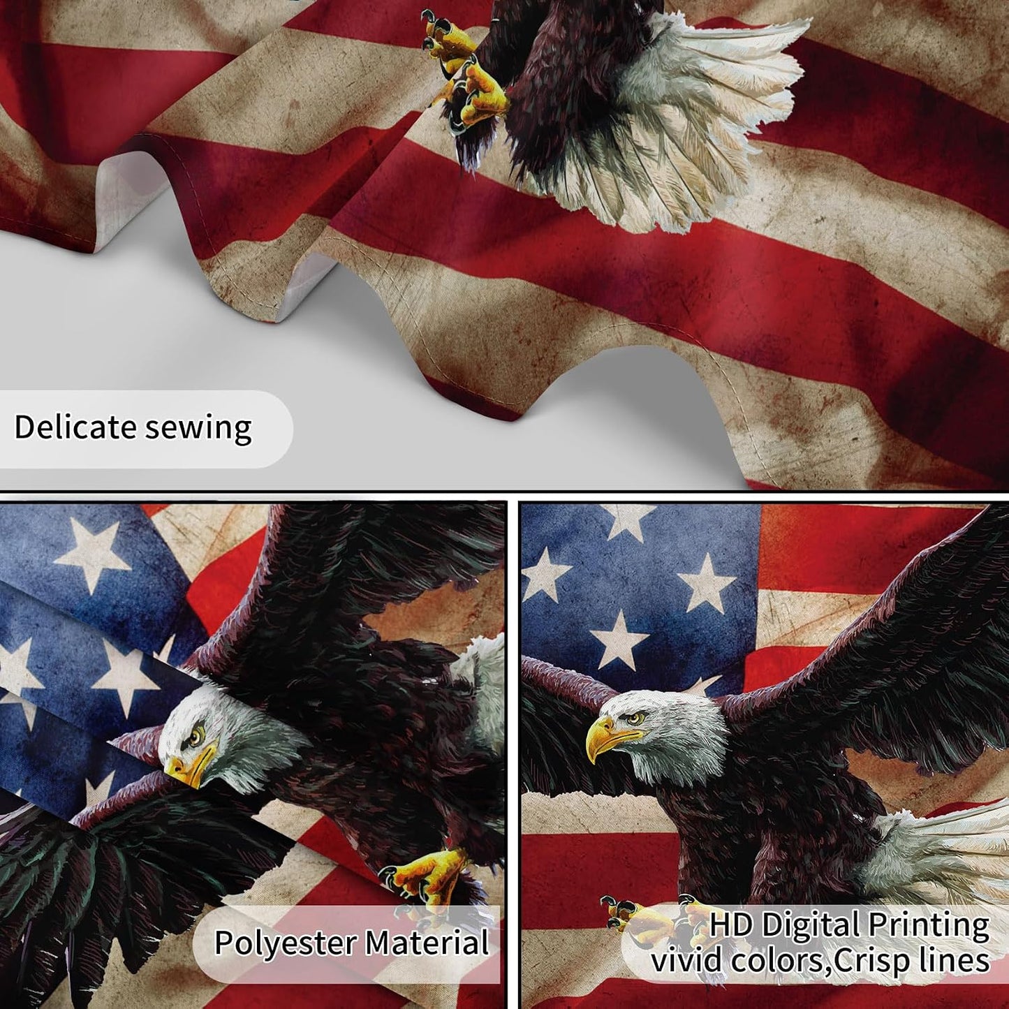 HVEST American Flag Tapestry Wall Hanging Bald Eagle on Vintage Stars and Striped USA Flag Tapestry for Bedroom American Flag Wall Art Tapestries for Living Room College Dorm Party,40L X 60W inches