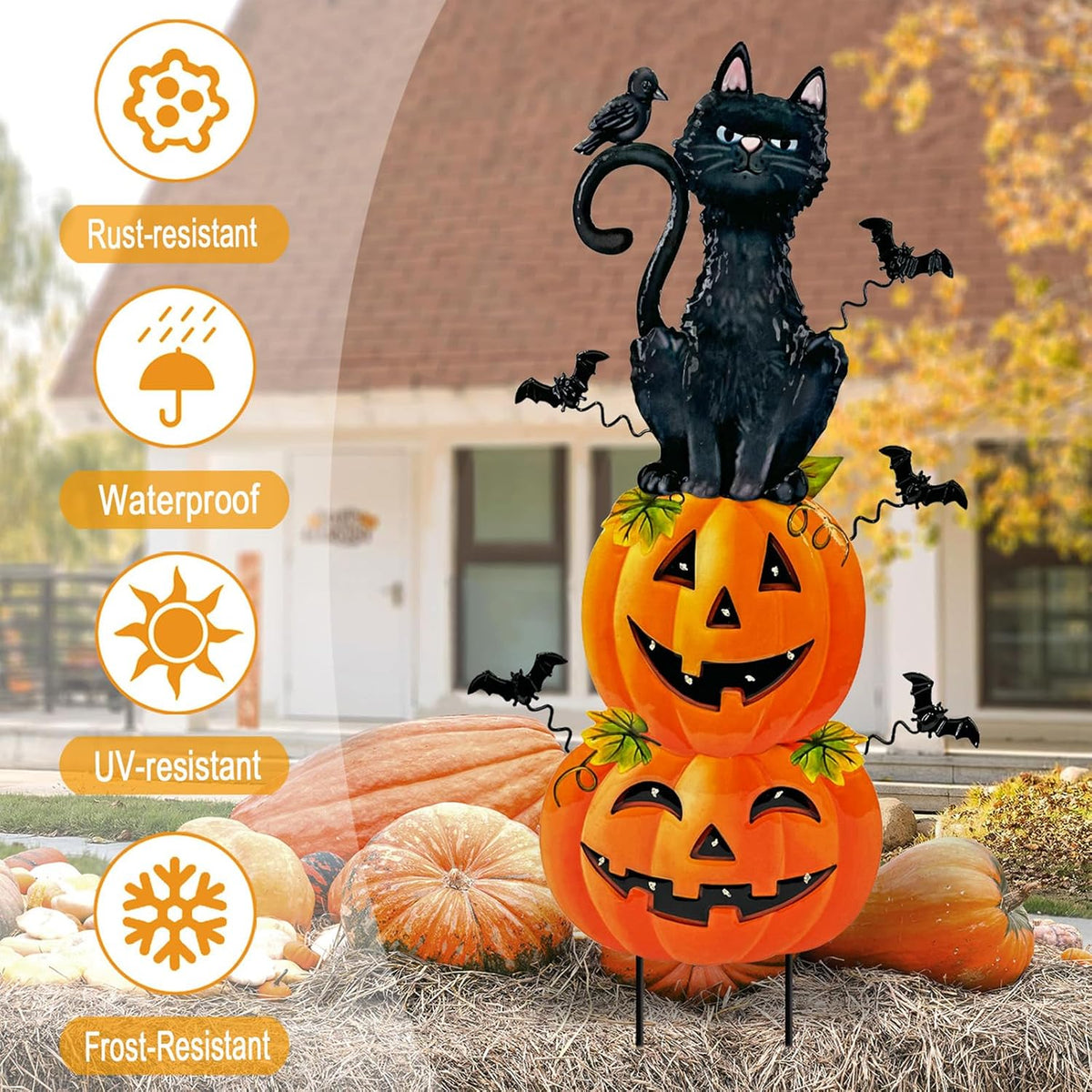 Halloween Decorations Outdoor,Battery Operated Cat Lighted Timer Yard Decor