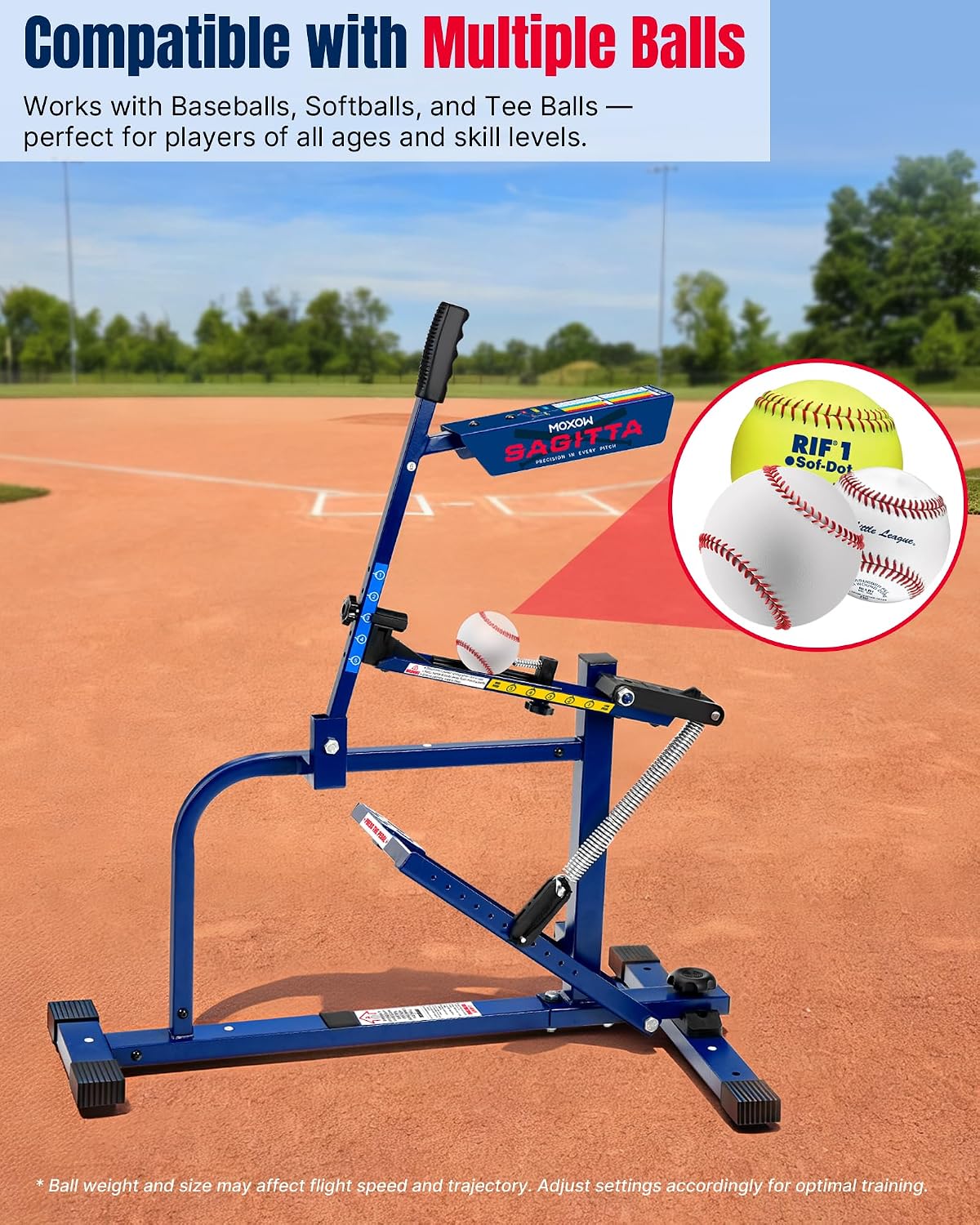 MOXOW Sagitta Manual Baseball & Softball Pitching Machine with Ball Caddy...