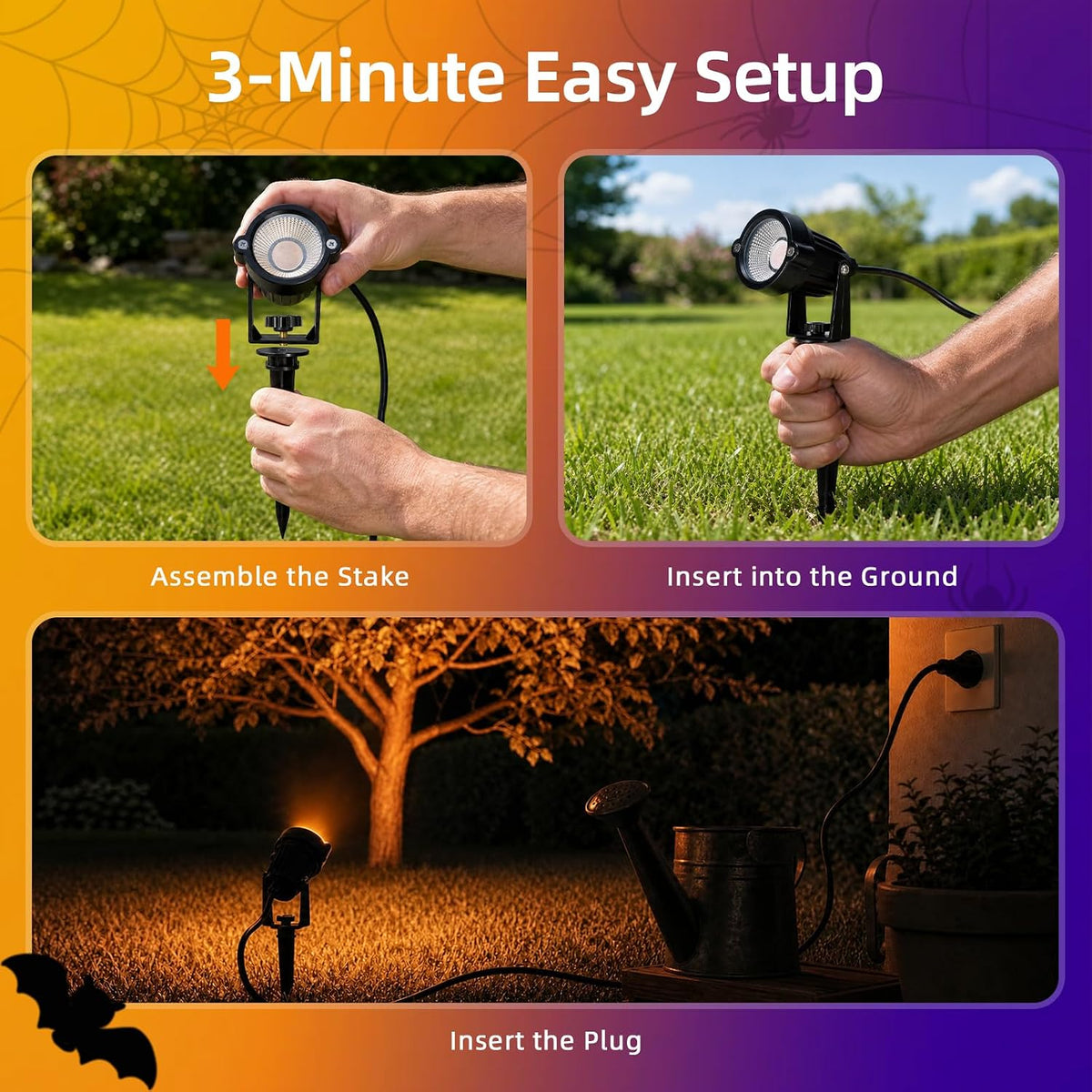 Halloween Orange Purple Spotlights Outdoor Landscape Lighting for Yard