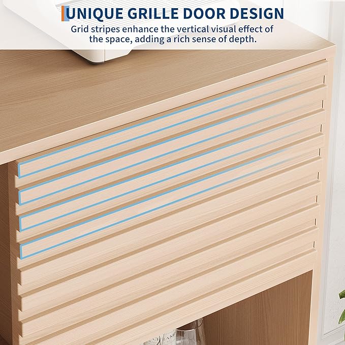 IDEALHOUSE Fluted Cabinet with Sliding Doors, Modern Wooden Storage Cabinet - Image 9