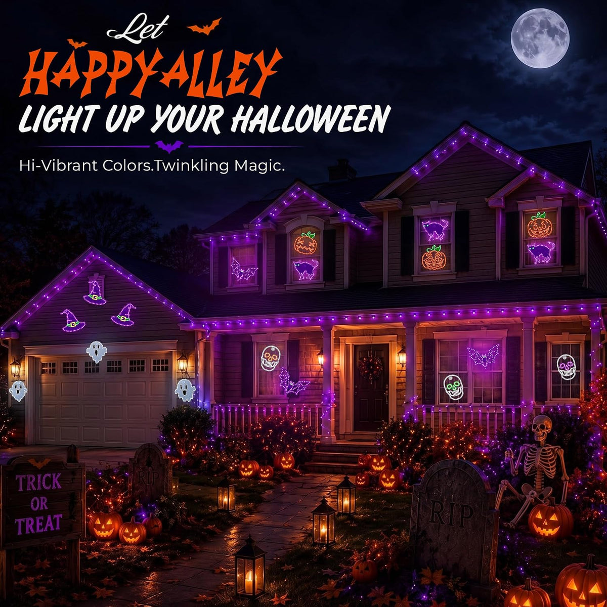 3 Pack 10" Halloween Classics Twinkling LED Ghosts, Hi-Vibrant Aluminum ...