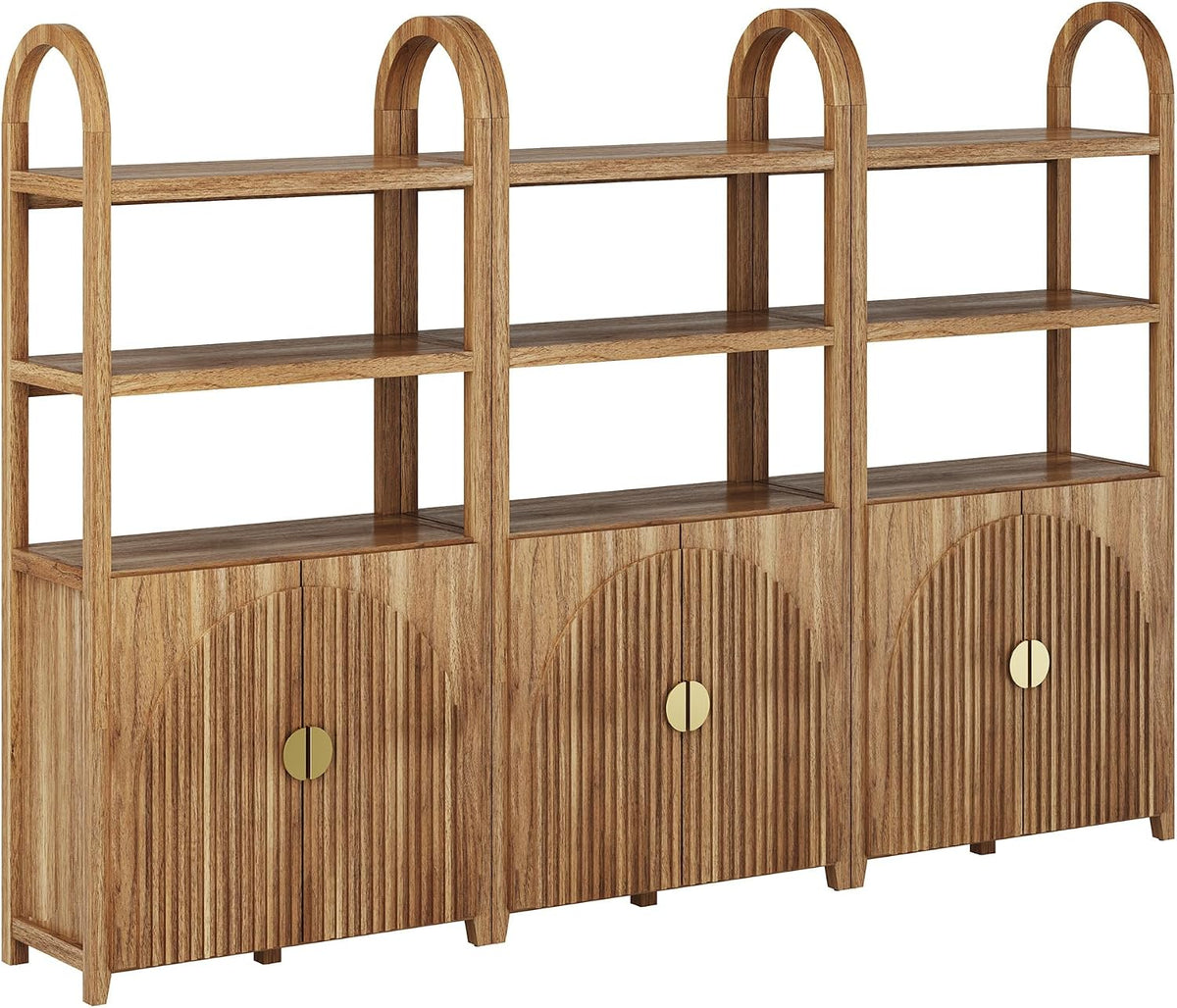 BELLEZE Book Shelf 72" Tall Arched Bookcase with Storage, 5 Tier Mid Cen...