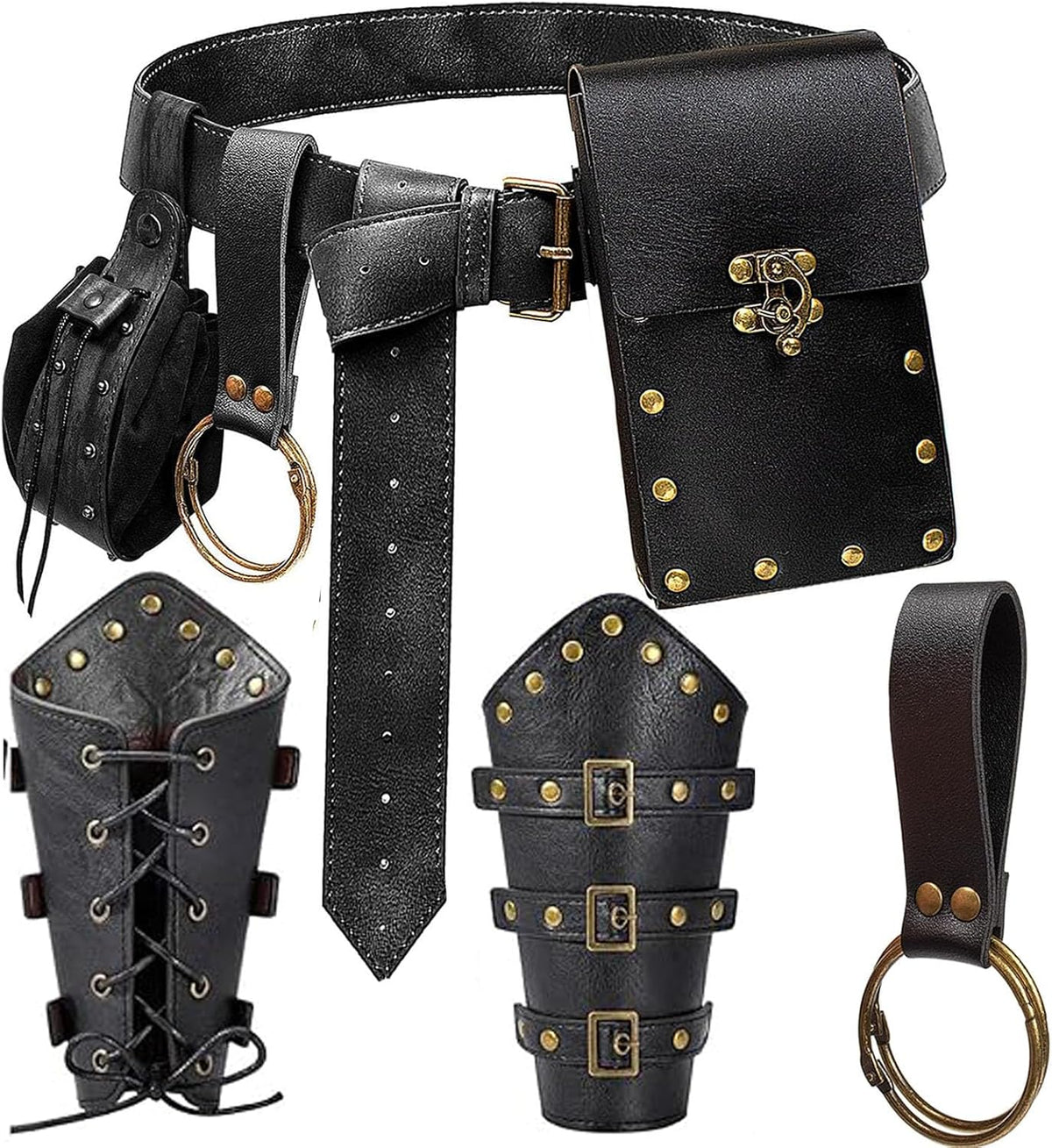 Renaissance Belt Pouch Purse Viking Bracer Hook Halloween Set Medieval Festiv...