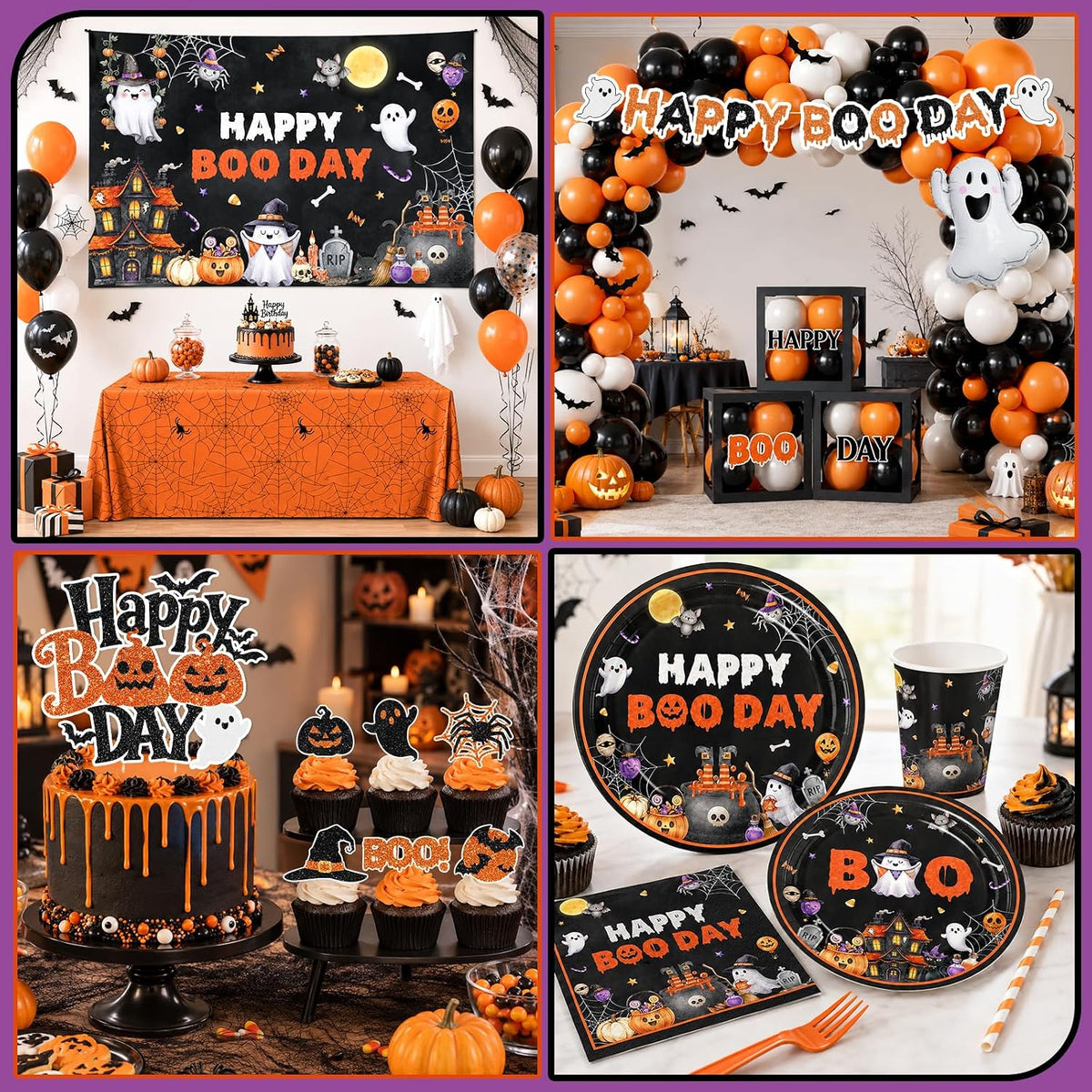 Halloween Birthday Party Decorations, Happy Boo Day Decorations Kit