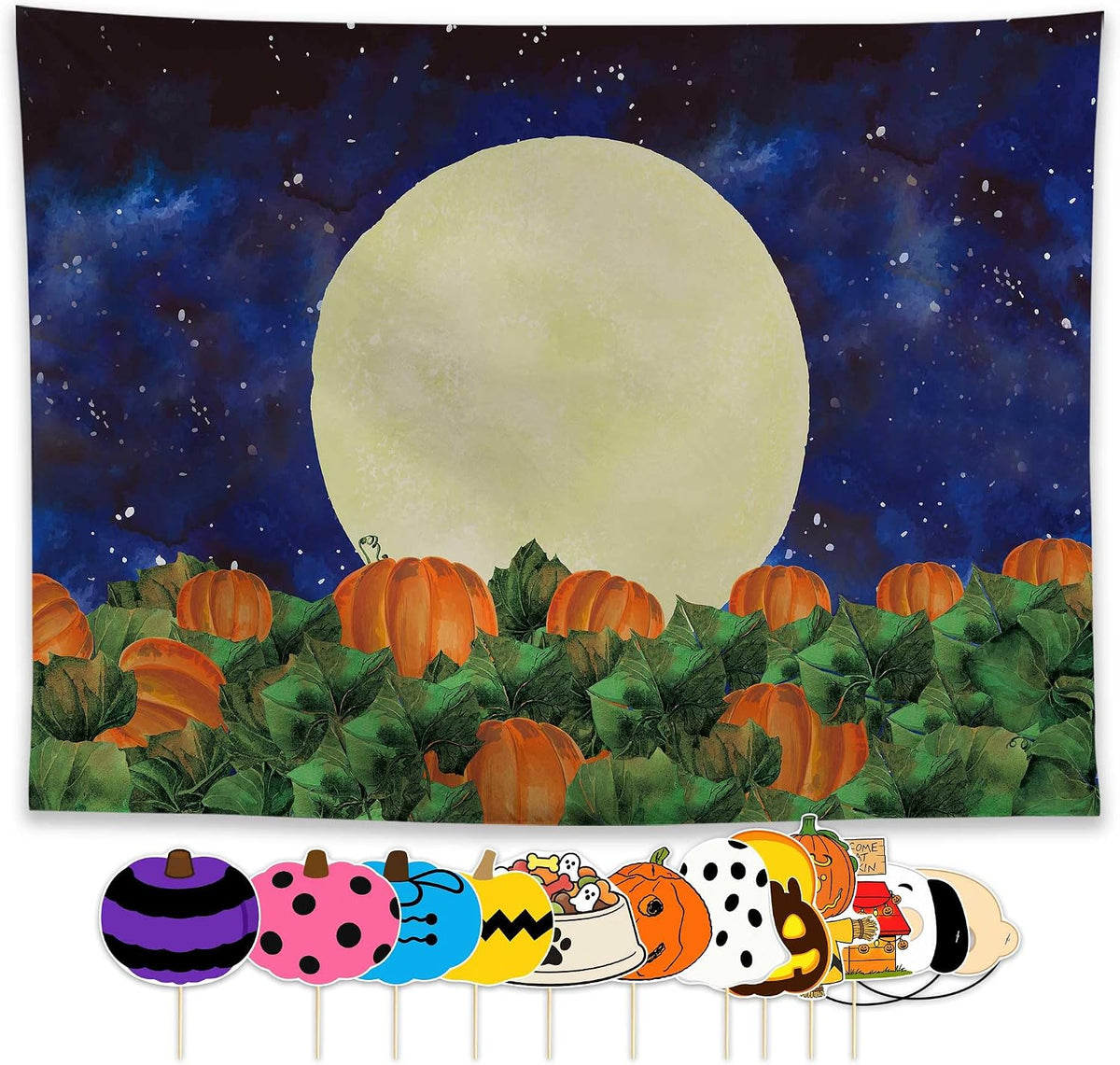 Allenjoy 96" x 72" Halloween Great Pumpkin Field Photography Backdr...