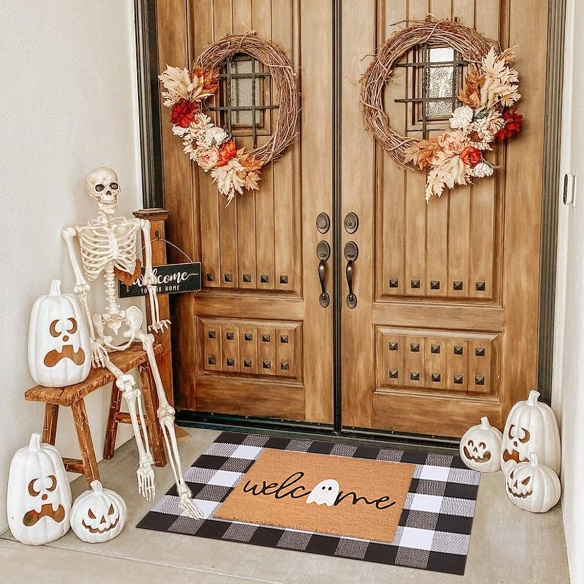 Halloween Door Mat Combo Set, Welcome Ghost Coco Coir Welcome Doormat + 28&qu...