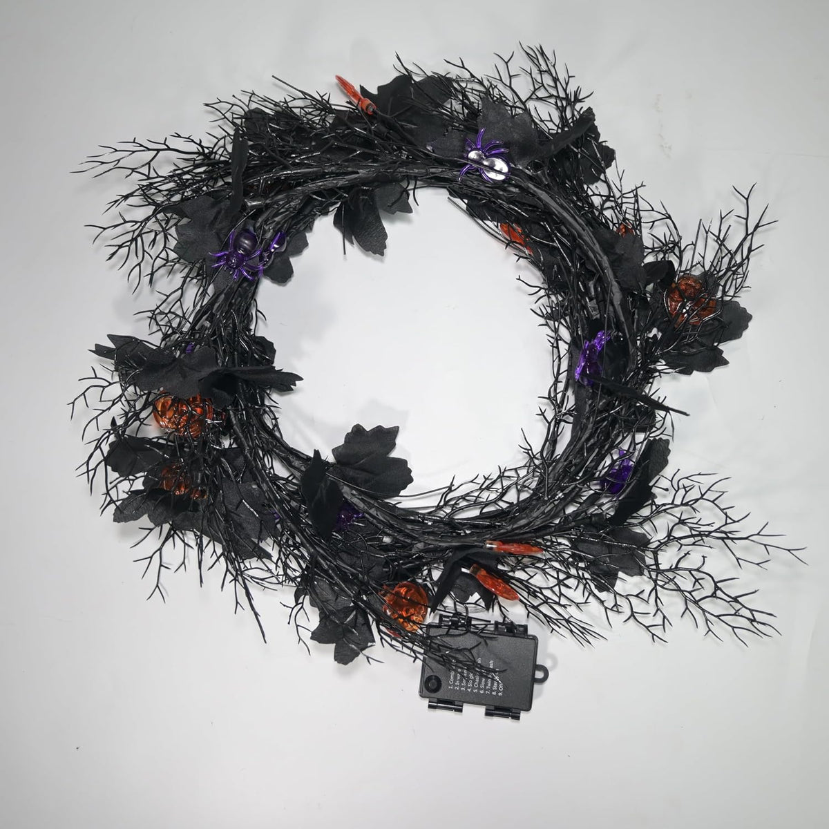 Halloween Garland with Lights 8.86FT 72LED Willow Vine Twig with Timer Black ...