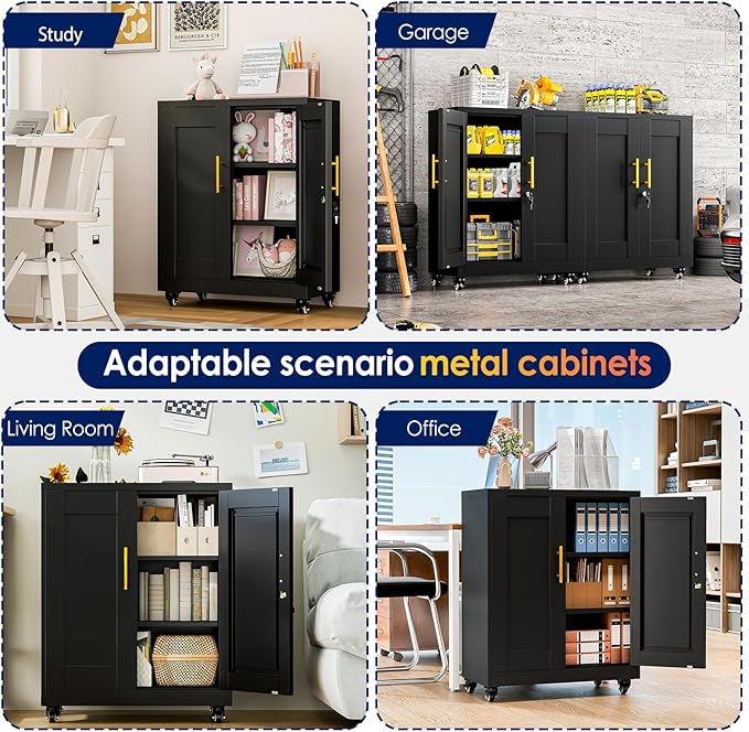 35" H Metal Garage Storage Cabinet, Rolling Tool Cabinet - Image 7