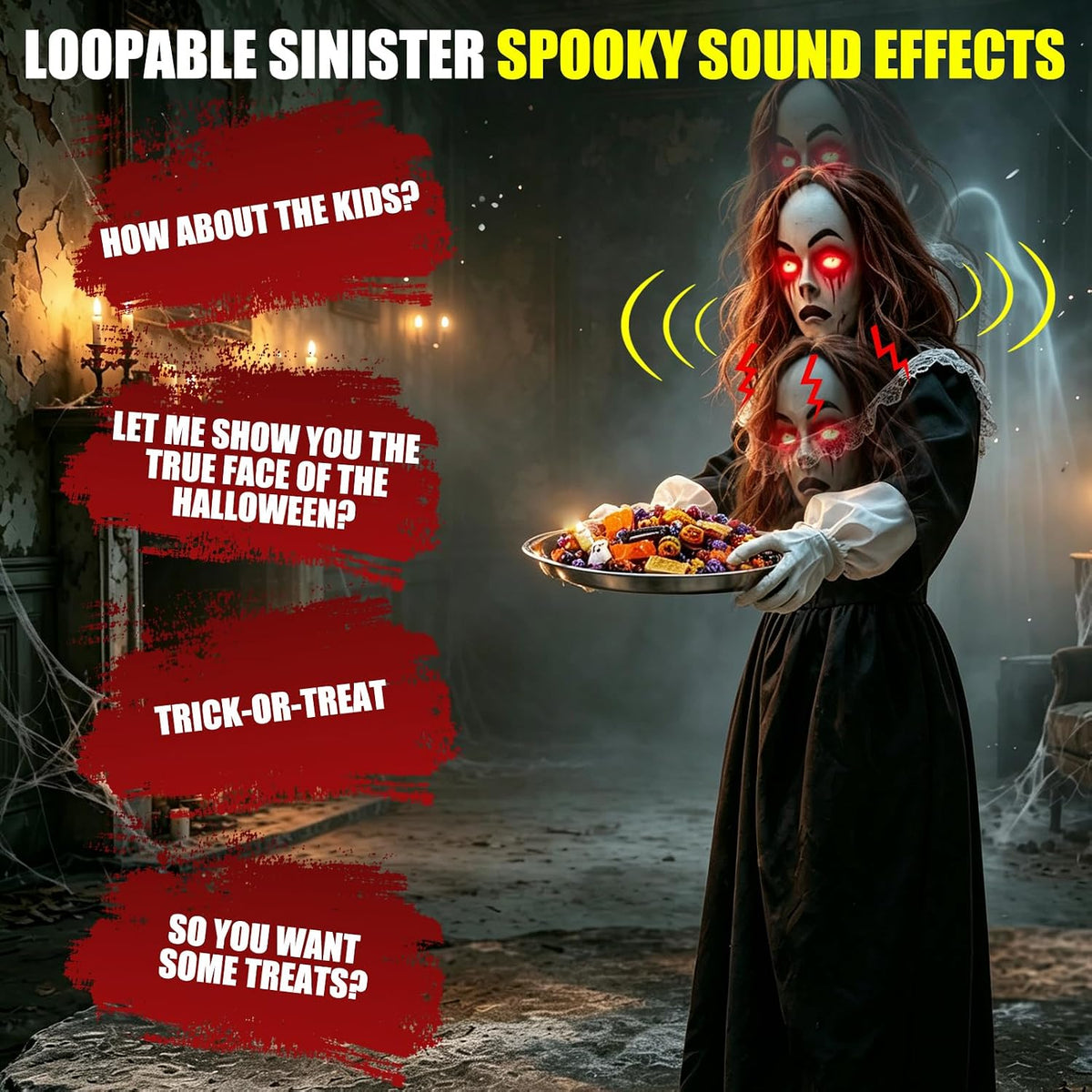 5.3 Ft Scary Halloween Animatronics Decorations Outdoor Life Size Maid