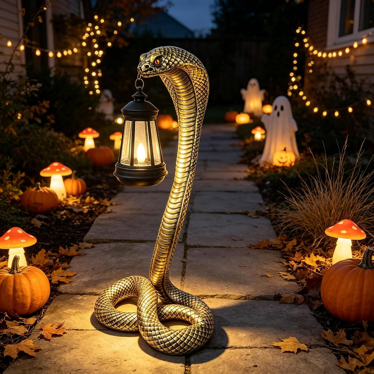 Halloween Decor Solar Snake Garden Statue,19.89'' Snake for Yard Lawn...