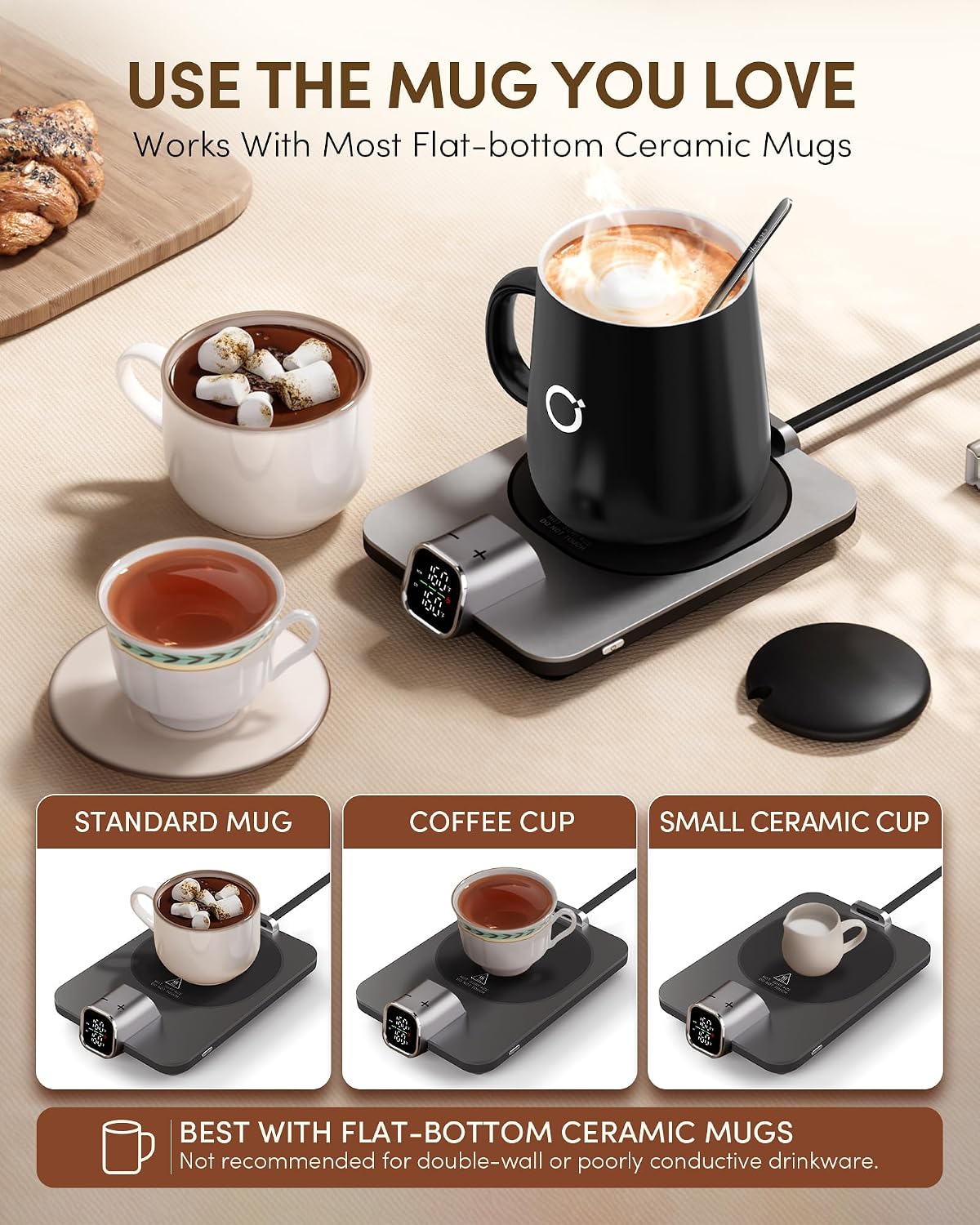 Coffee Cup Warmer & iKago Mug Set, 1โ Precise Temp Control Mug Warmer