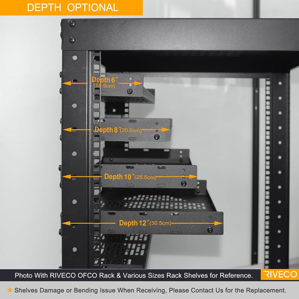 RIVECO 2 PCS 12โ Rack Shelves for 19 inches Network Rack & Cabinets, 1U R...