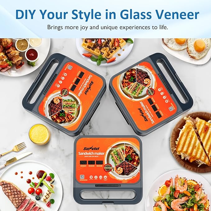 Sandwich Maker Panini Press Grill, 3 in 1 Electric Waffle Maker - Image 7