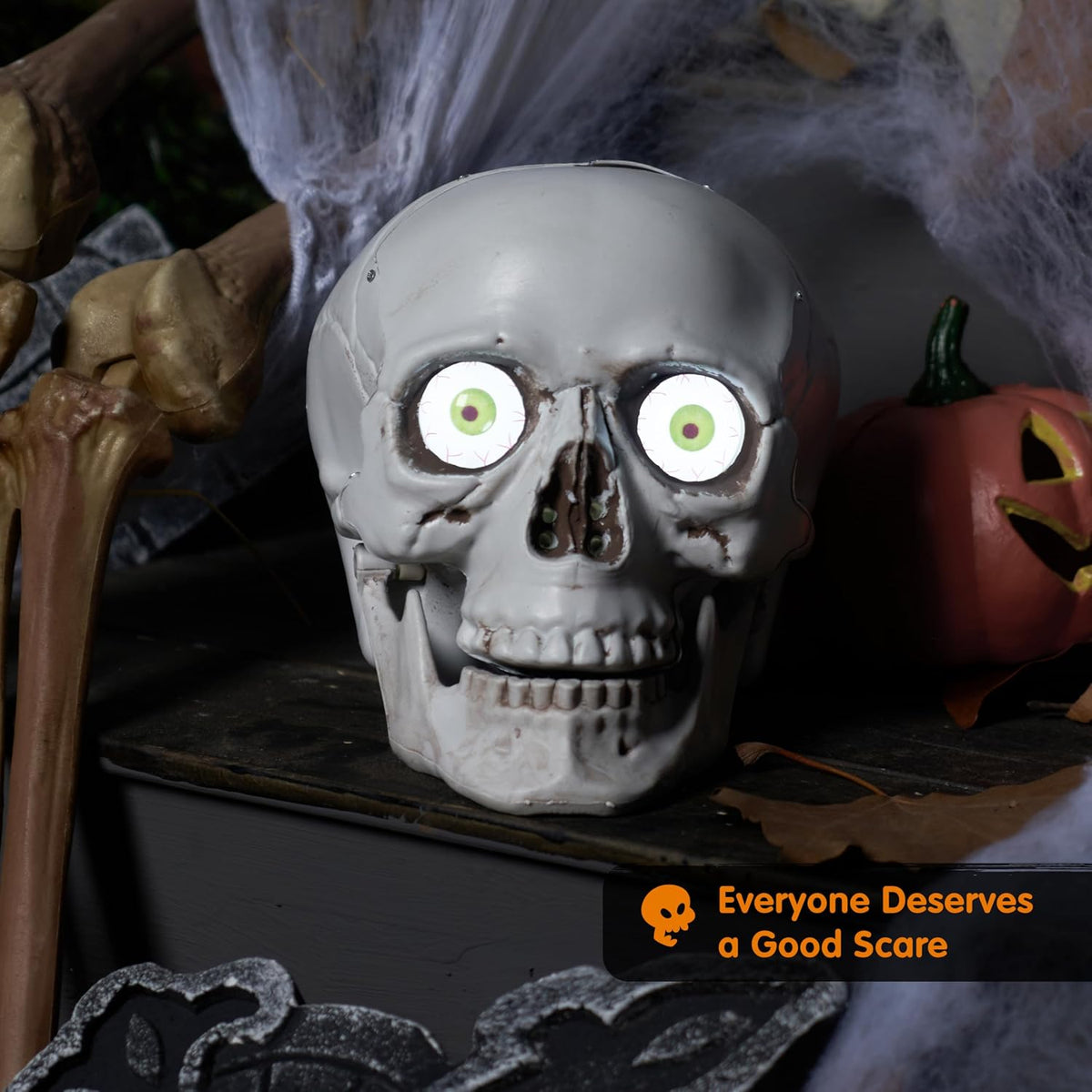 JOYIN Halloween Decorations Indoor Animatronics Skull Table Desk Home Decor, ...
