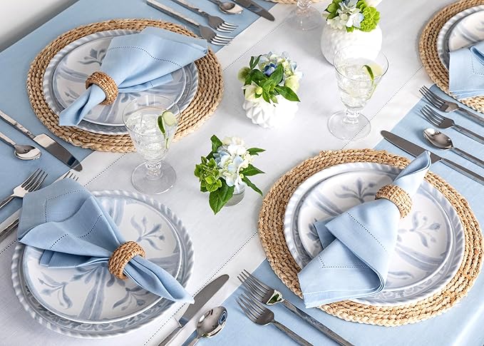 Solino Home Linen White Table Runner 36 Inches - Classic Hemstitch, 100% Pure...