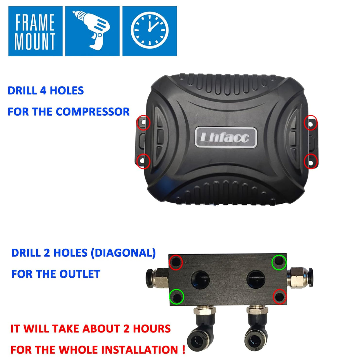 On Board Air Compressor System Air Pump System with Digital Dual Path Air Gau...