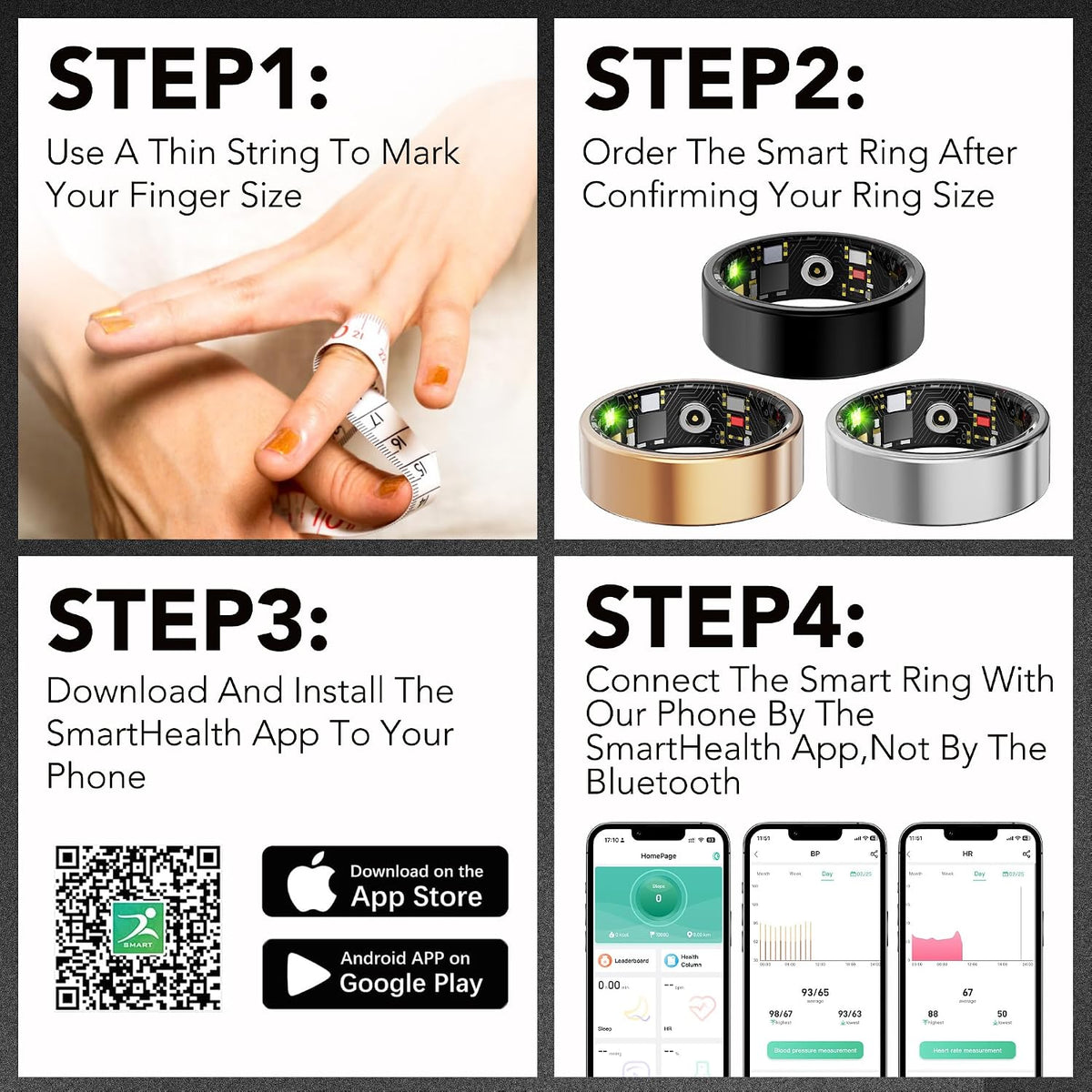 Smart Health Ring Fitness Tracker for Men Women, Gold 10