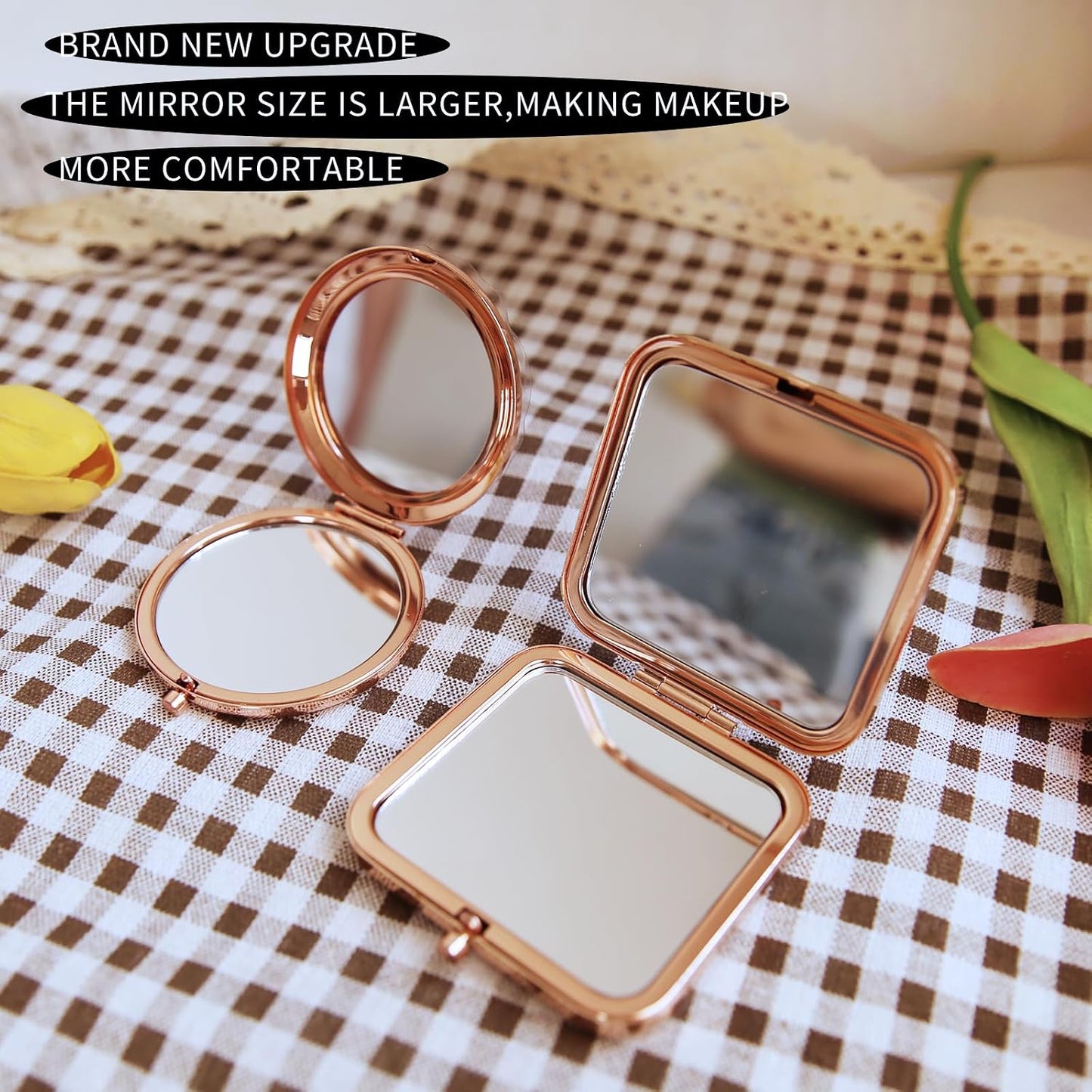 Cheetah Leopard Brown Print Foldable Travel Pocket Mirror Square Metal Portable Mini Makeup Double Sided Handheld Magnifying, 2.8 in