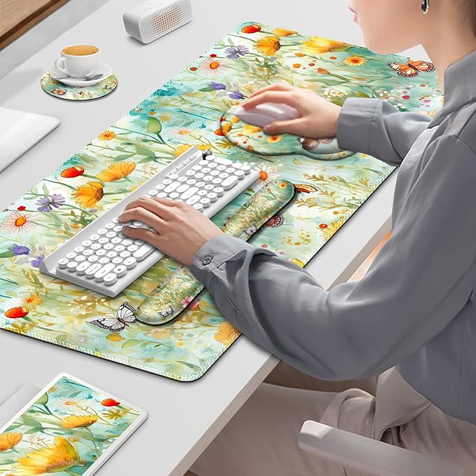 Gaming Mouse Pad, Large Desk Mat, Cute Desk Pad Protector, 4in1 XXL Mousepad + - Image 8