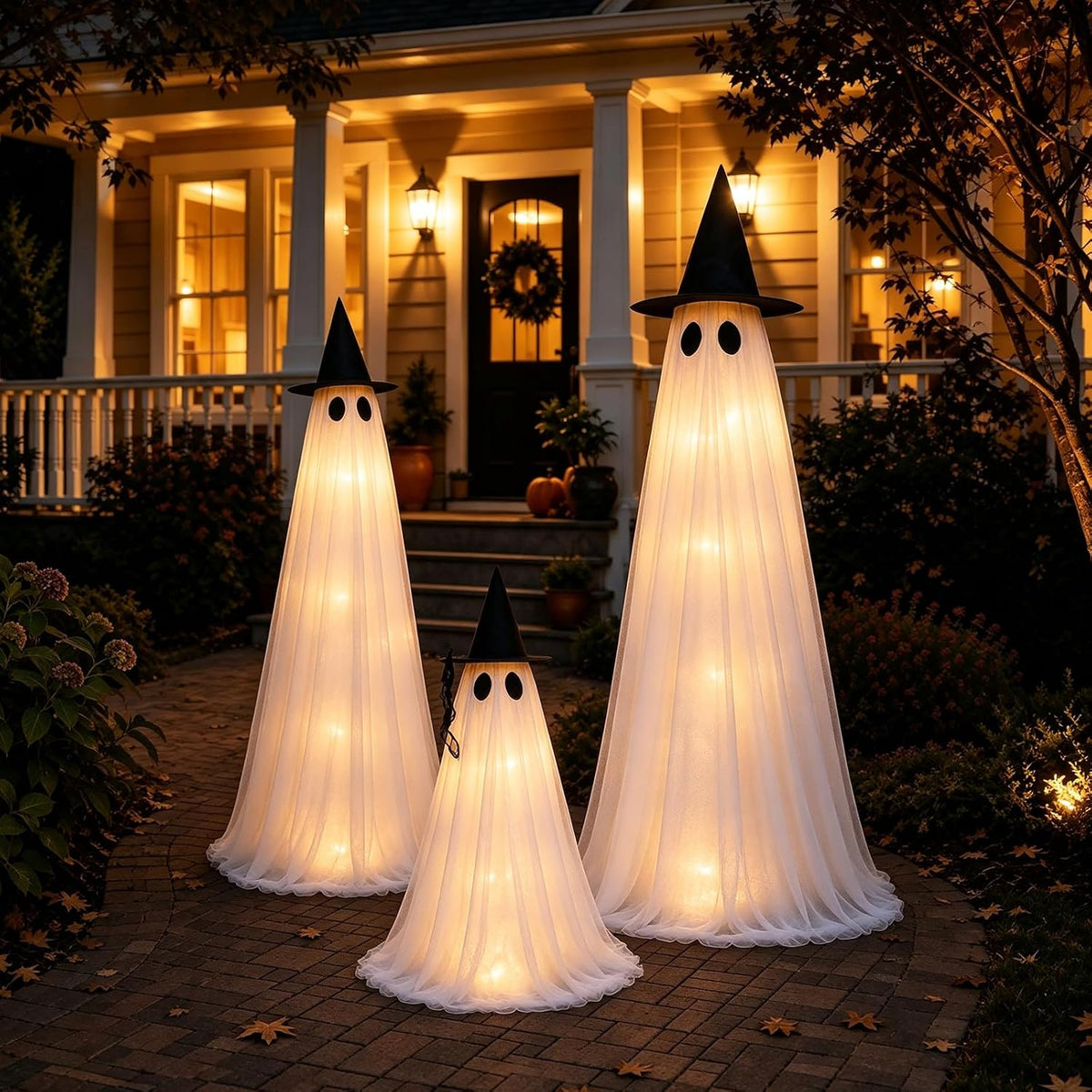 Halloween Decorations Outdoor - 3 Packs Light Up Ghost Decor for Porch Yard