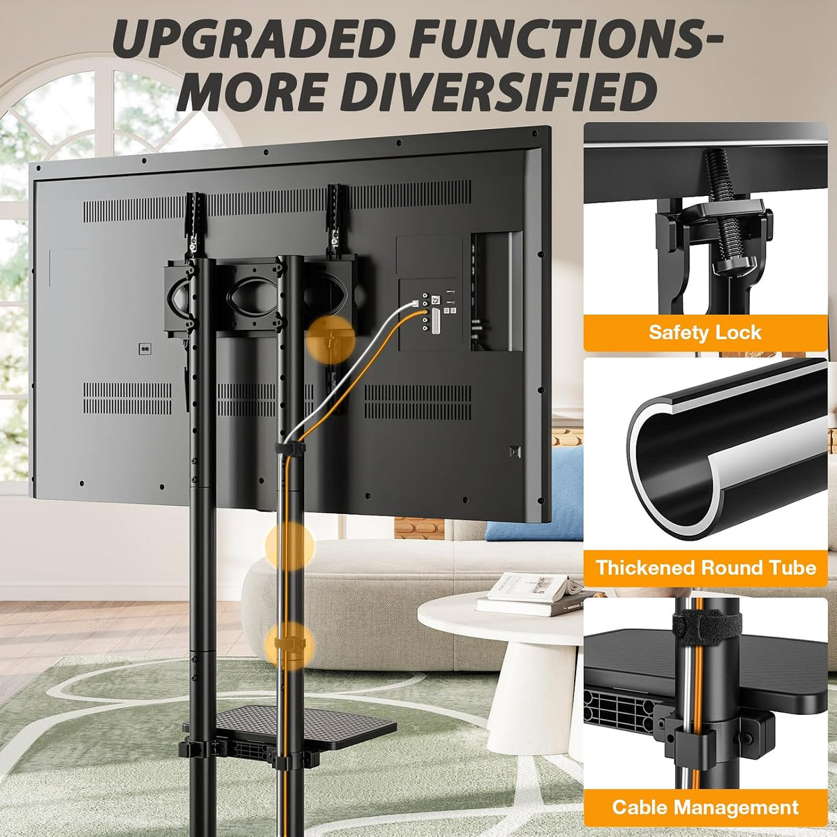 Heavy Duty Rolling TV Stand for 27-80 inch TVs up to 99 lbs