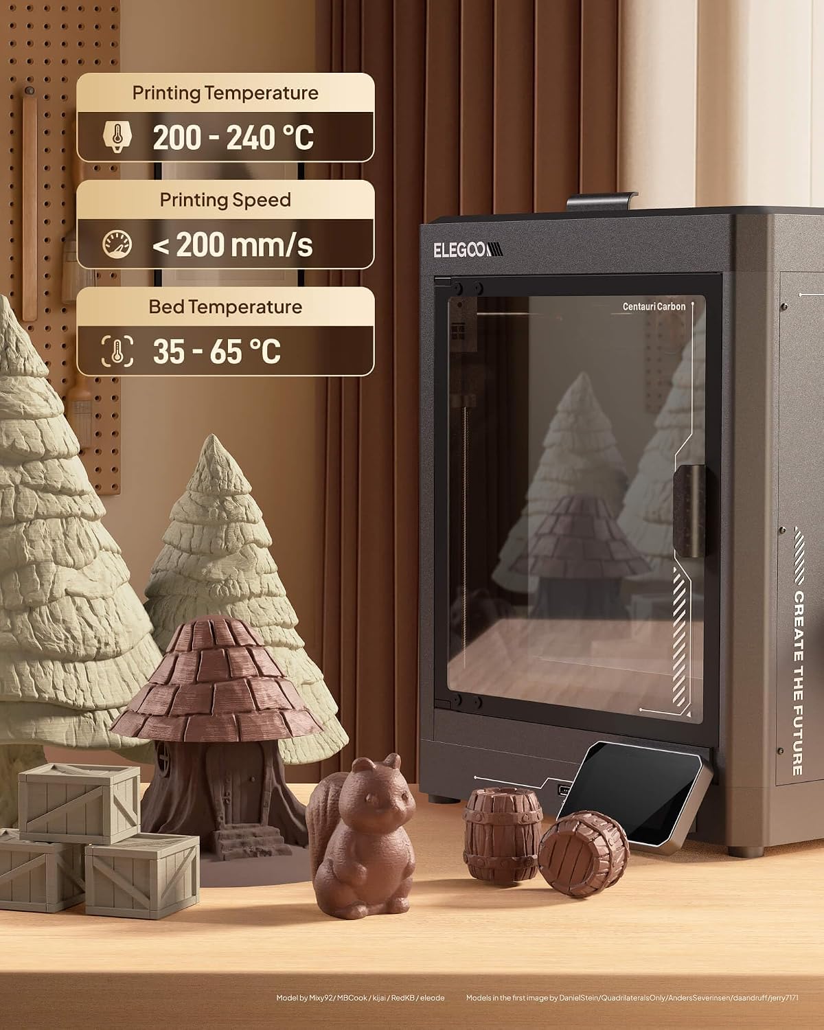elegoo pla 3d printer filament 1.75mm walnut & on a desk or shelf