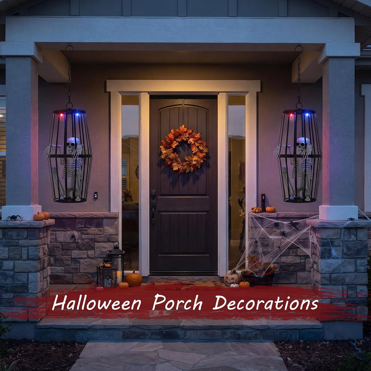 23โ Scary Solar Hanging Skeleton Ghost Halloween Decorations Outdoor