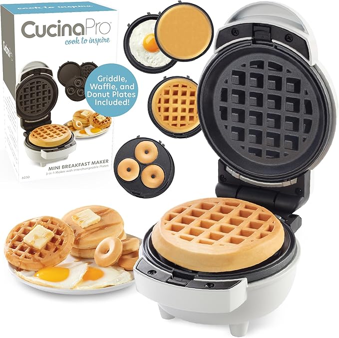3 in 1 Mini Breakfast Maker- Make Mini Waffles Donuts Pancakes or Eggs all in 1 - Image 7