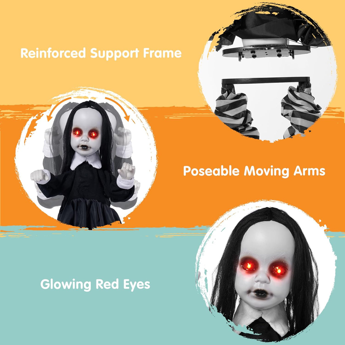 JOYIN Scary Halloween Decorations Outdoor, Black Zombie Girl Ghost Animatroni...