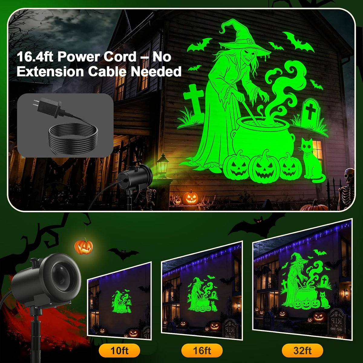 12-in-1 Halloween Projector Lights Outdoor, Dynamic Projection Light