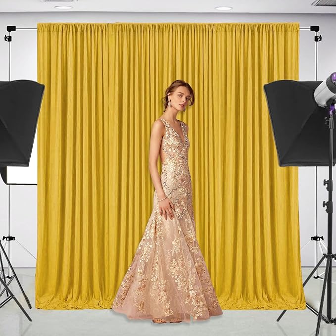 10 x 10 Feet Gold Backdrop Curtain for Partie, Background Curtains for Photos...