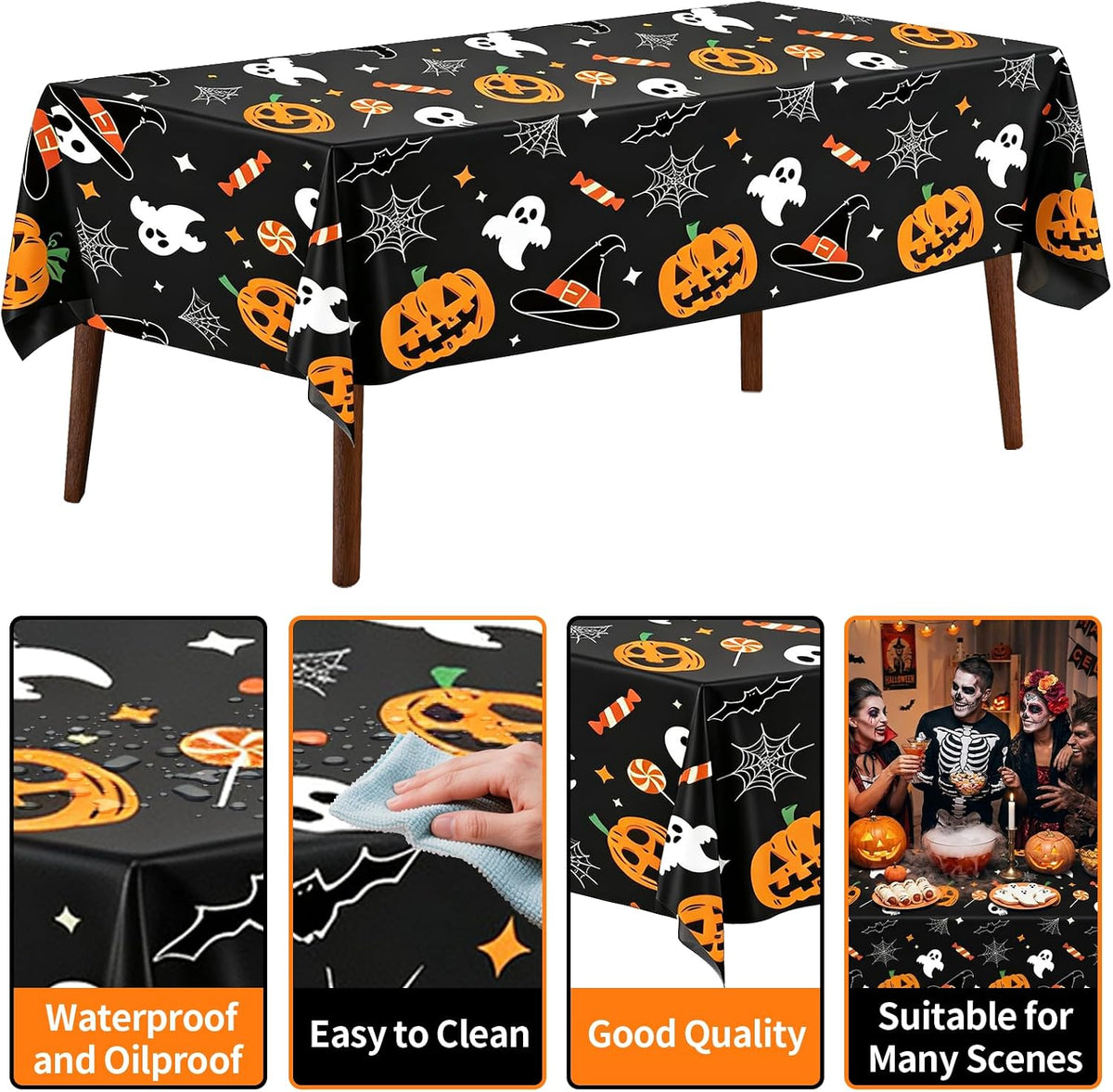 CXPSINC 54 Inch X 300 Feet Plastic Table Cover Roll Disposable Halloween Tabl...