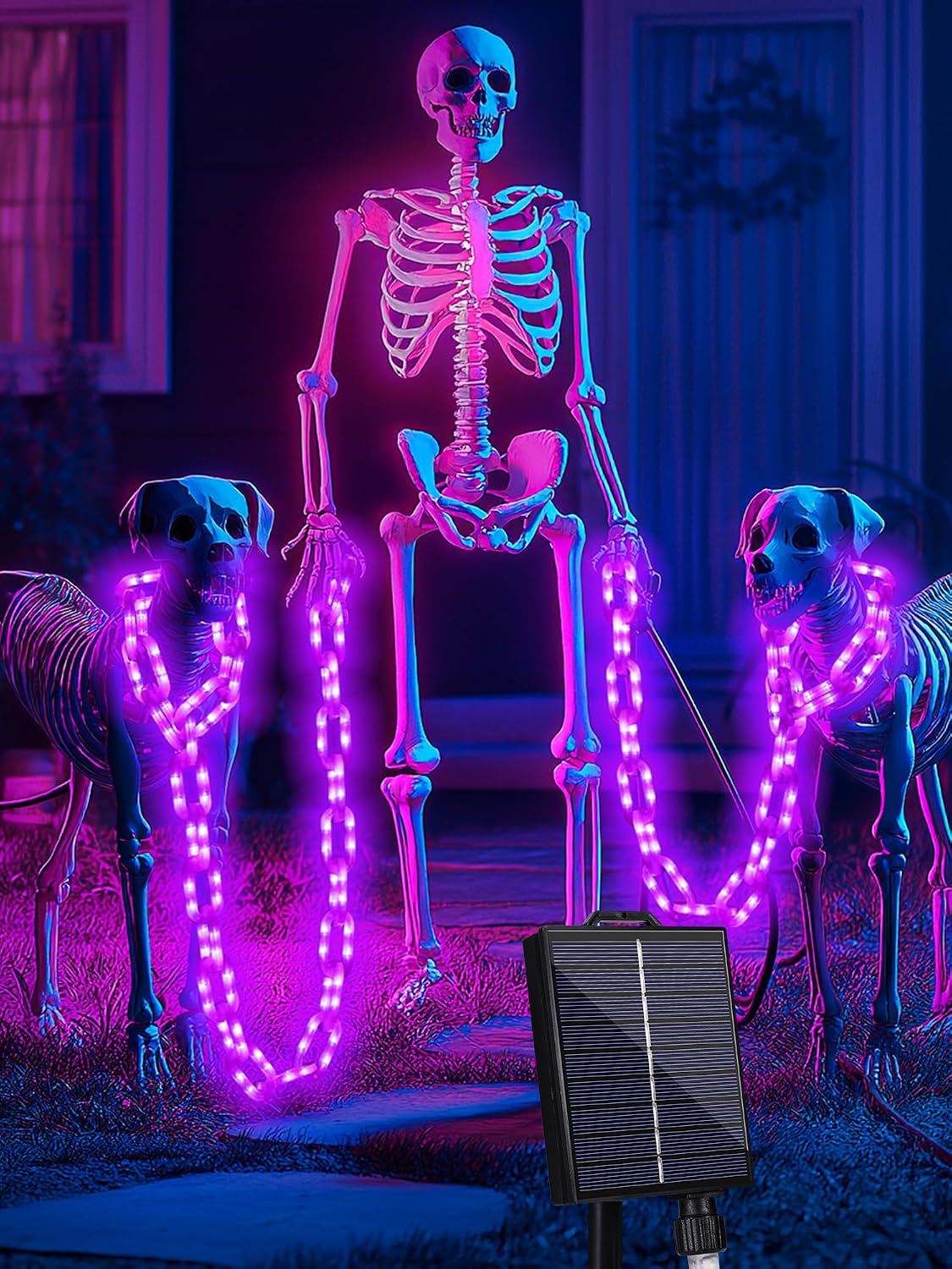 Solar Halloween Chain Lights 10 FT 160 LED Purple Light-Up Plastic 8 Modes