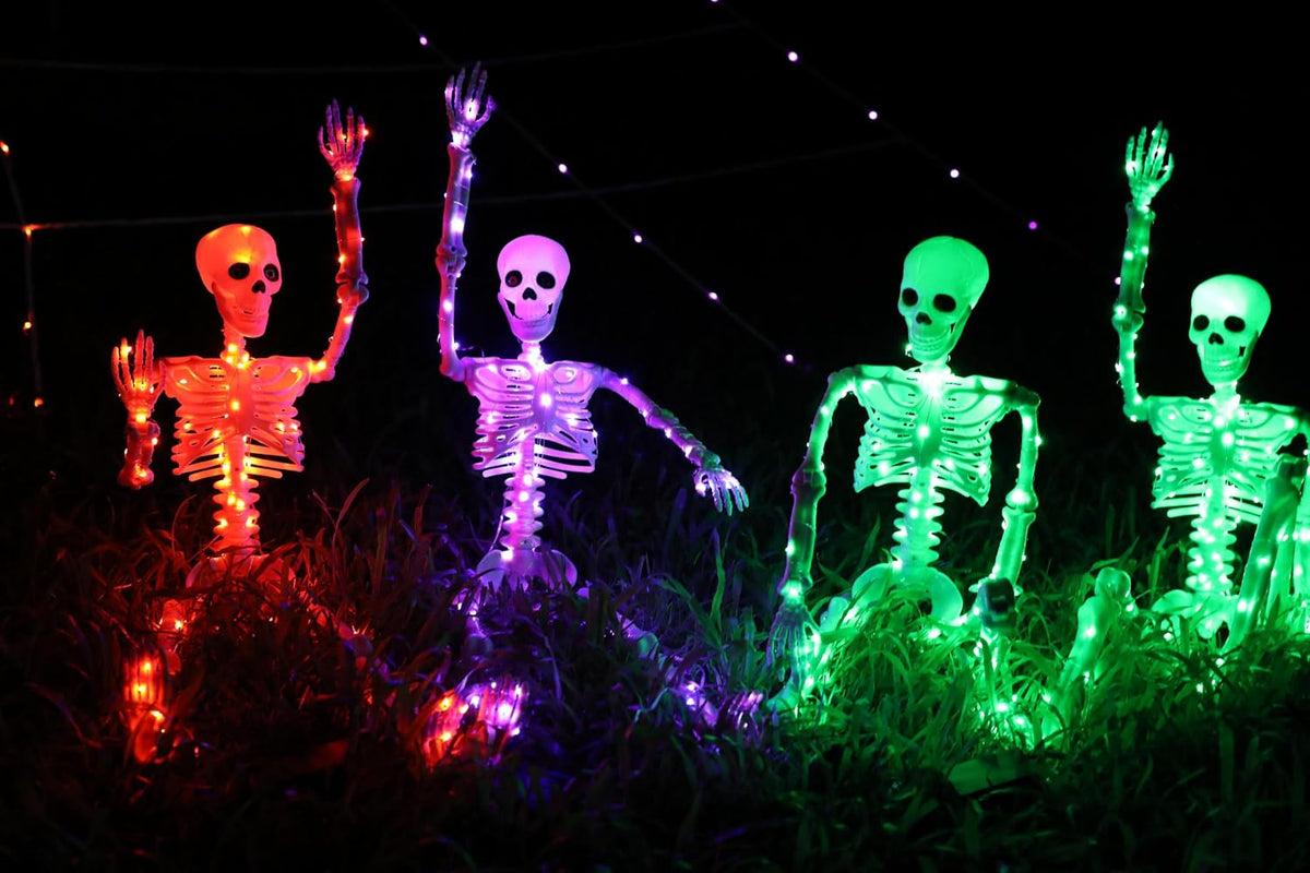 2Pack36 Halloween Light up Skeleton Deco(350 Green Lights,6H autoโOff)